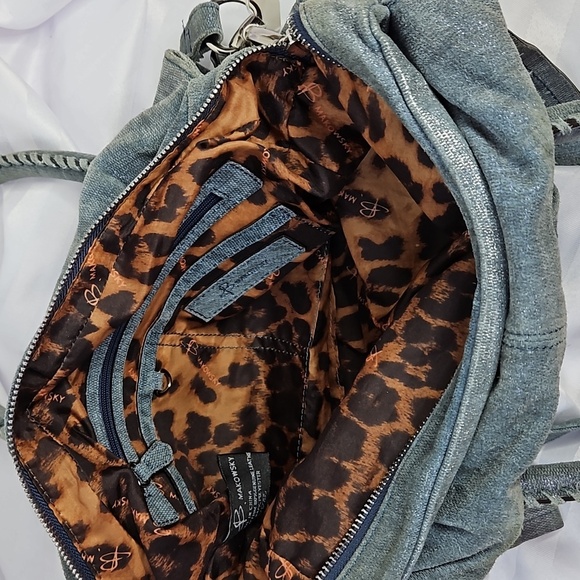 B MAKOWSKY BLUE WITH SILVER SHIMMER HANDBAG PURSE - Picture 5 of 11